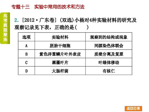 2014届高考生物二轮复习专题十三 实验中常用的技术